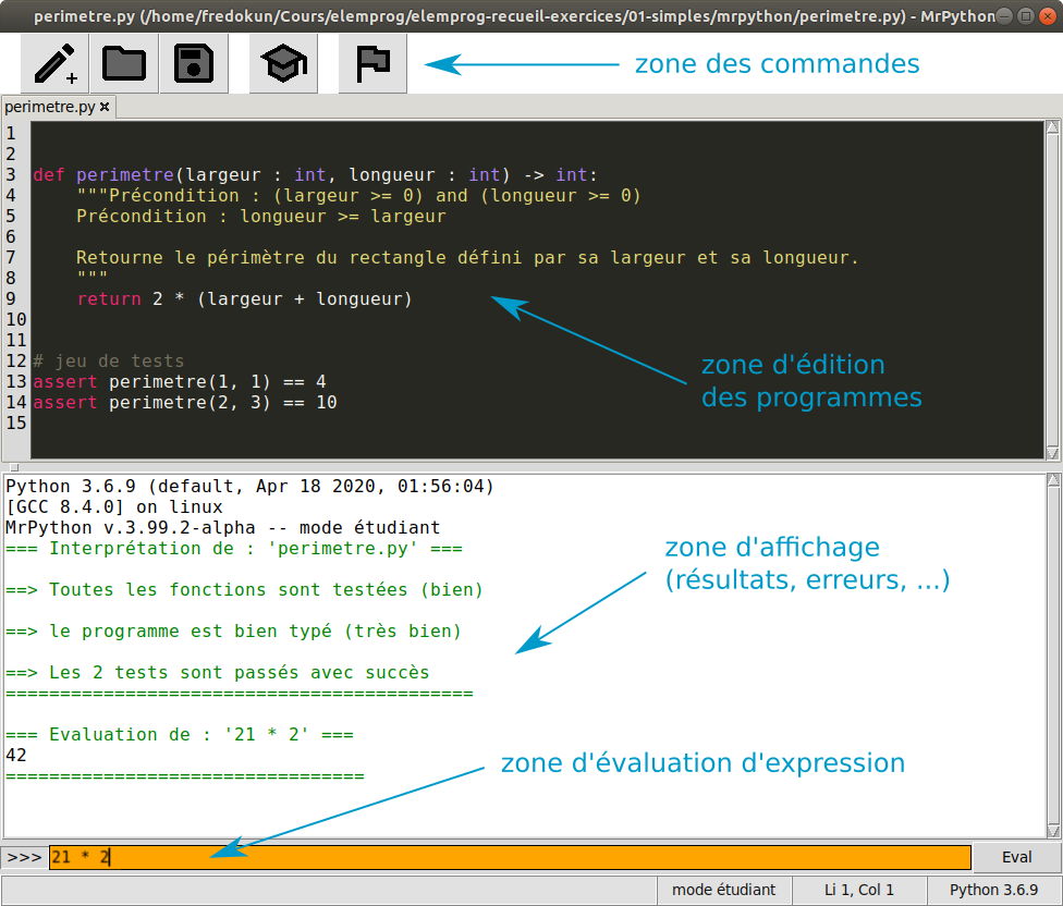 Fenêtre principale de MrPython